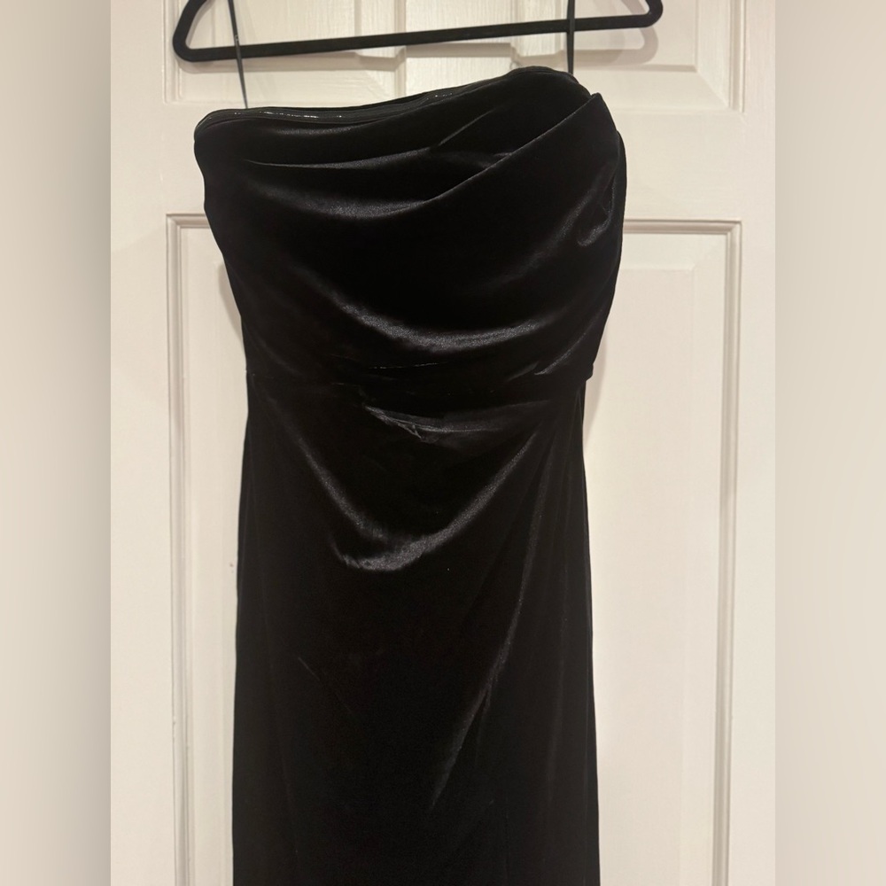 Lulus BRAND NEW Black Velvet Strapless Maxi Dress - Size XL - Picture 3 of 6